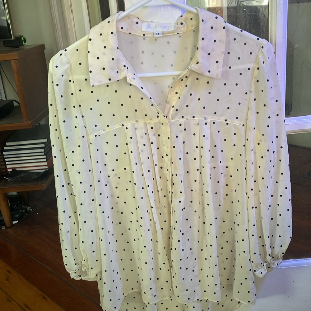Jill Stuart velvet polka dot blouse